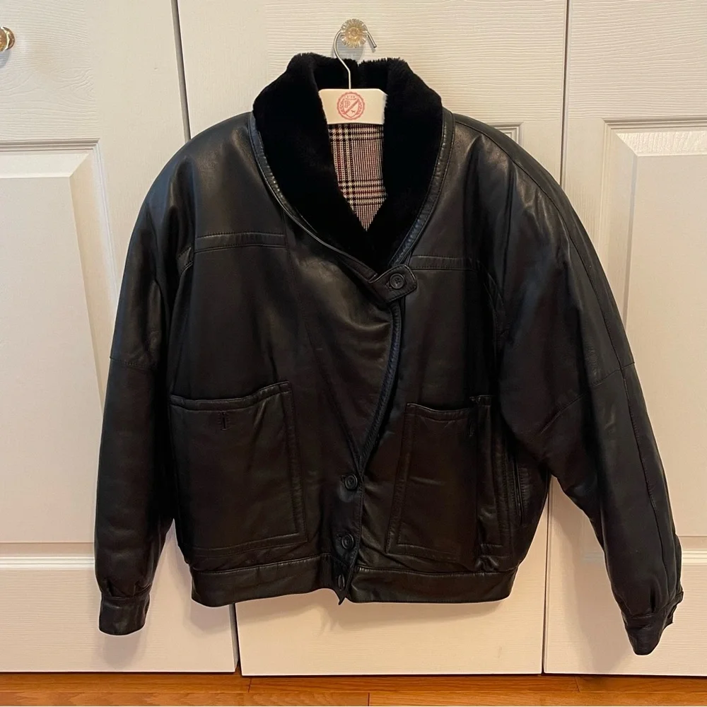 Vintage Maus & Hoffman Black Leather and Fur Jacket - Picture 2 of 4